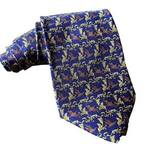 Bally Necktie Orange Green Geometric Italy Made Business Casual Silk Mens Tie